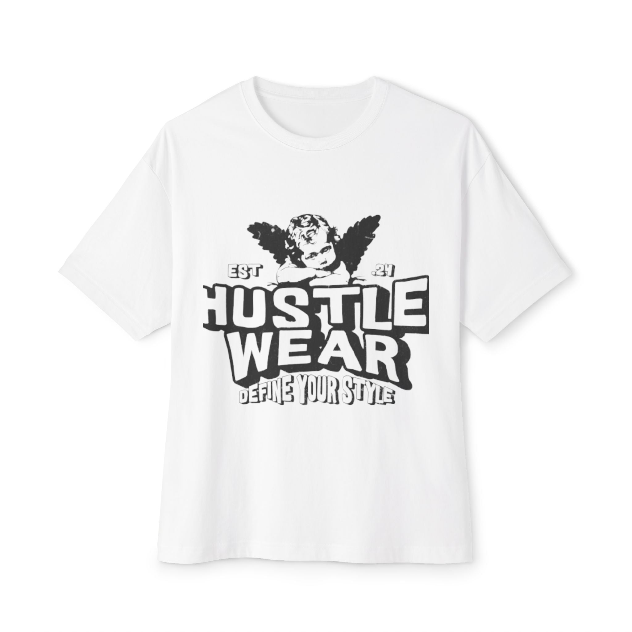 Hustle Wear Est. 24 Boxy Tee — Oversized Ringspun Cotton Graphic T-Shirt